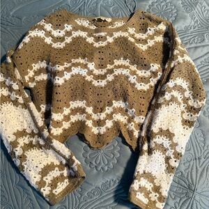 Rebellion Crochet Sweater in Brown and White